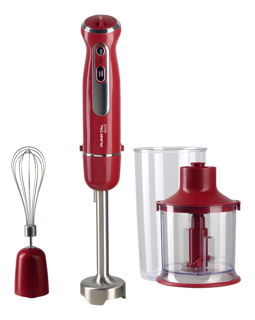 Mixer Punktal PK-596 MA con Batidor Vaso Picadora 600w Rojo