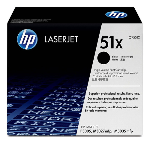 Toner Original Hp 51x Negro Q7551x Laserjet P3005 M3027