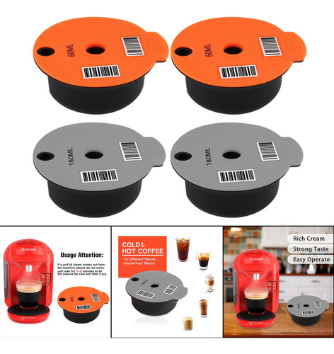 3 Cápsulas De Café Reutilizables De Pp Con Tapa Para Bosch