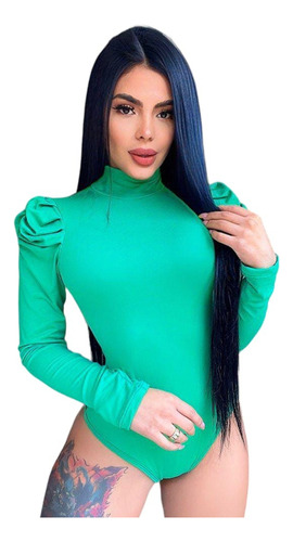 Hermosa Blusa Body Manga Larga Cuello Tortuga Para Dama