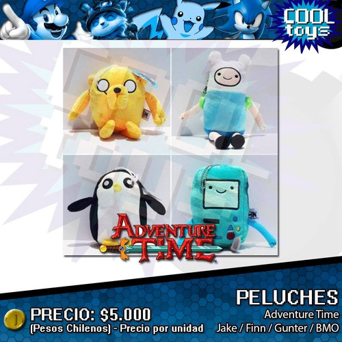 Peluches Finn, Jake, Bmo Y Gunter Hora De Aventura