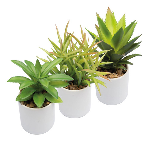 Plantas Artificiales Decorativa Maceta Ceramica Set De 3