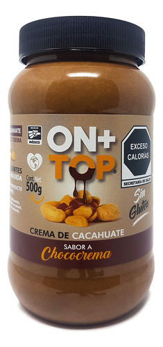 Ontop Crema De Cacahuate Sabor Chococrema 500g. 100% Natural Sin Azúcar Ni Conservantes