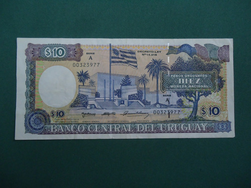 Billete De Uruguay $ 10.- Año 1995