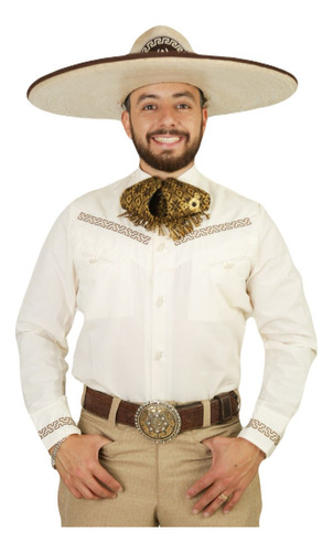 Camisa Charra / Pachuqueña Bordada Espuela De Oro Hombre 