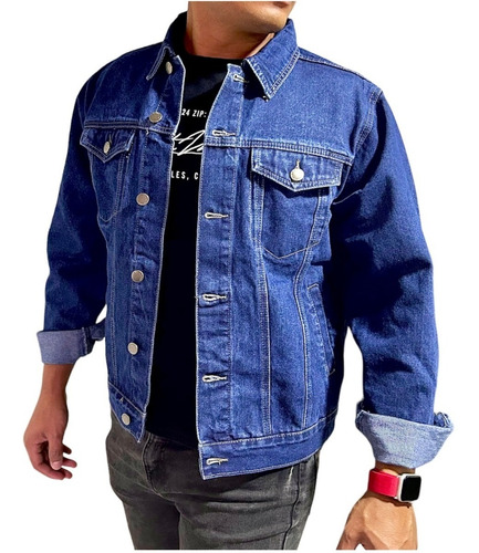 Imagen 2 de 3 de Chaqueta Jeans Mezclilla Azul Clásico Hombre