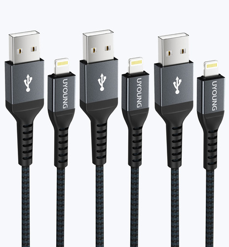 Cable Para iPhone 5.9 Ft 3 Unidad Nailon Trenzado Usb 11