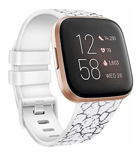 Malla Para Fitbit Versa 2/versa/lite/se Blanco Marmol Large