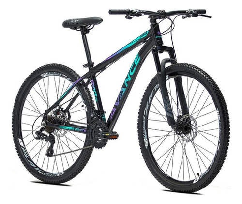 Bicicleta Aro 29 Alumínio Avance Force 24 Vel Freio A Disco Tamanho 19 Cor Preto Roxo E Azul