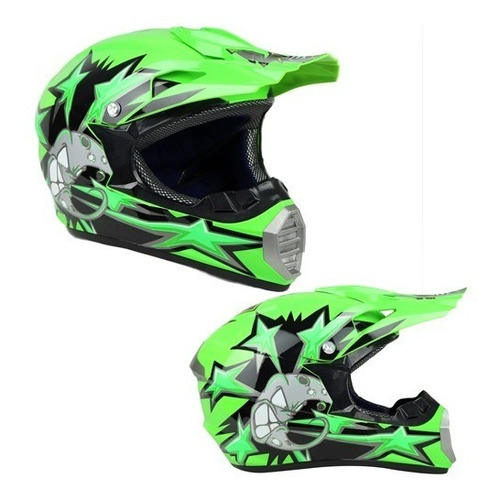 Casco Tipo Cross Alessia Sunmoon Negro Verde Neon Tallas