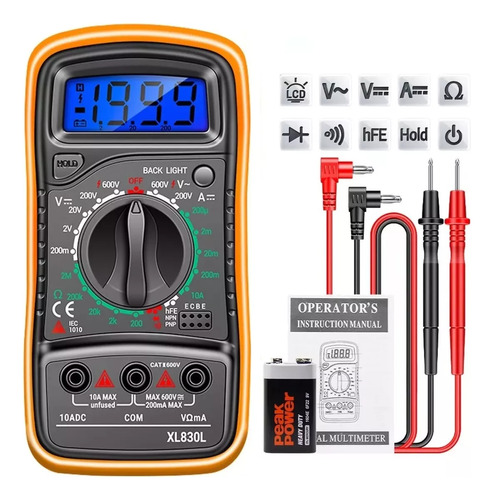 Multímetro Digital Profesional Xl830l Medidor Corriente Mano
