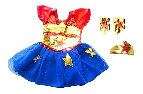 Disfraz Wonder Woman Para Niña Mujer Chica Maravilla Liga De La Justicia Vestido
