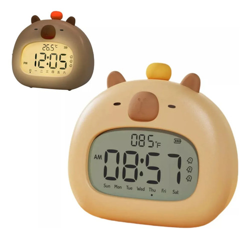 Reloj Despertador Jjj Con Forma De Capibara Para Niños, Lámp