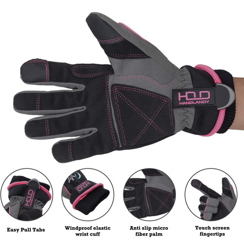 Imagen 4 de 6 de Guantes Moto Handlandy Termicos Impermeables Thinsulate Rosa
