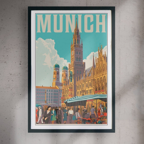 Cuadro 60x40 Turismo - Munich - Poster Vintage 