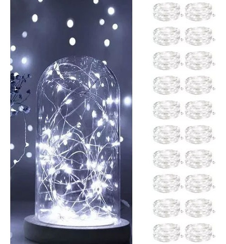 Pisca Kit 20 Fio De Cobre 20 Led Bateria 2m Fio De Luz Fada