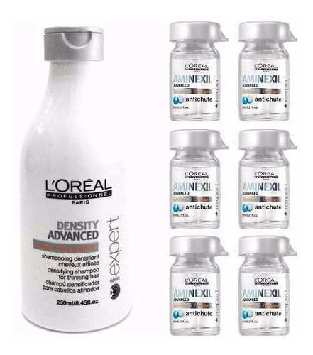 Loreal Shampoo Density Advanced 250ml + 6 Ampollas Aminexyl
