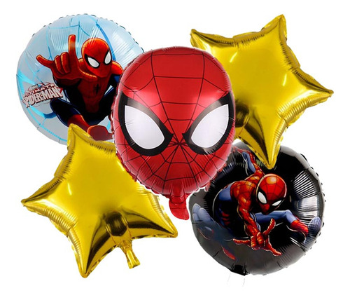 Set 5 Globos Metálicos Spiderman Globos Metalizado Globos