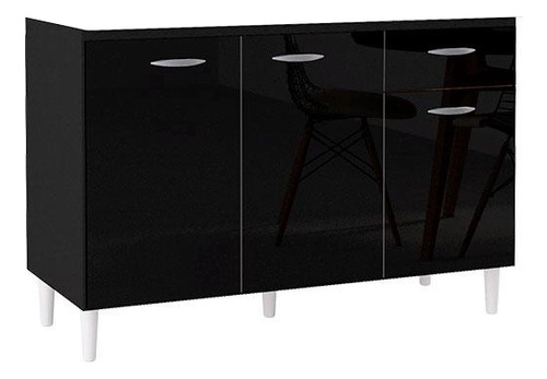 Bajo Mesada Armario Mueble Cocina 3 Puertas Cajon LG Color Negro LG Amoblamientos