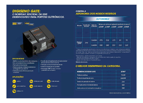Nobreak 1600w Nhs 1250va Digiseno 24v Portão De 3/4 Hp
