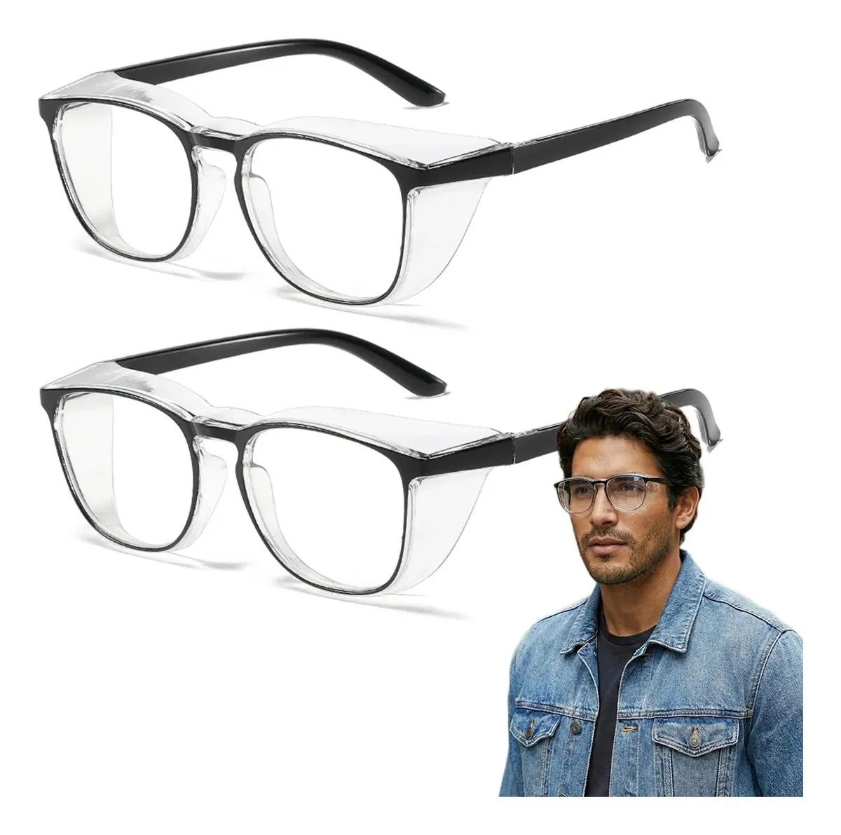 Kewezhu 2pz Lentes Gafas De Protectores Seguridad Industrial Antipolen Antivaho Y Anti Luz Azul Negro Y Negro