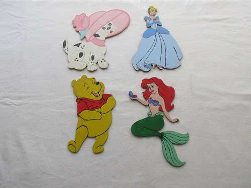 Lote De 4 Figuras De Personajes De Disney Pintados A Mano, I