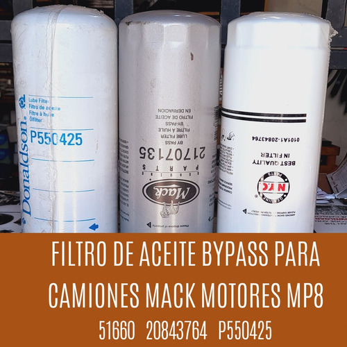 Filtro Aceite Bypass Mack Mp8 51660 P550425 20843764