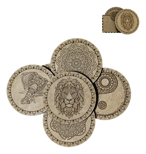 Portavasos Madera Tipo Mandala Impremli Color Natural