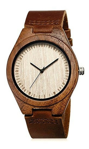 Reloj De Pulsera De Cuarzo Analogico De Madera De Nuez De Cu