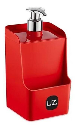 Dispenser Porta Detergente E Porta Esponja Vermelho 2 Em 1