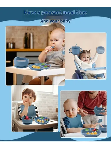 ¡feliz Comida! Juego De Cubiertos De Silicona Para Bebé.