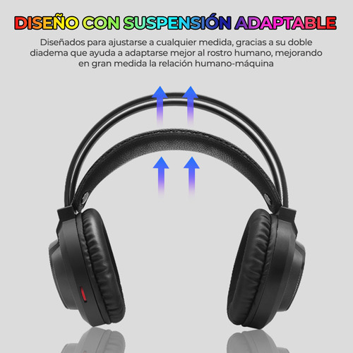Diadema Audifonos Gamer Rgb Led Colores Ps4 Xbox Pc Laptop Color Negro