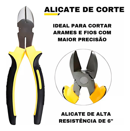 Alicate Universal Bico Corte Diagonal Profissional Kit 3