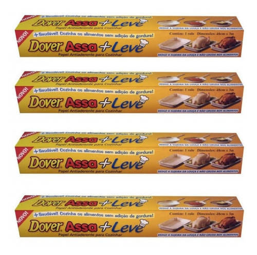 Papel Dover Assa + Leve 40cm X 3m Kit 4 Rolos Tamanho Grande