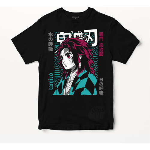 Remera Demon Slayer Tanjiro Kamado 01 (negra:) Ideas Mvd