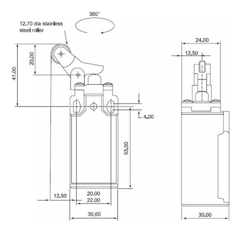 Interruptor Limite 1nc+1no Brazo Con Rodaja Cntd Cls-127