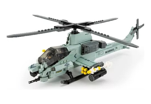 Helicoptero De Combate De Bloques De Construccion 597 Pzs