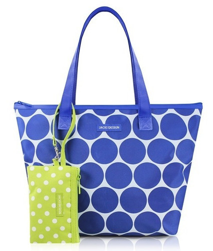 Bolsa Azul Com Niqueleira Verde Jacki Design Dots Cor da correia de ombro Cor da Bolsa Desenho do tecido Poá