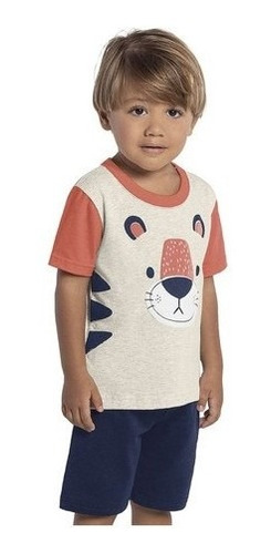 Conjunto Infantil Criança Menino Short + Camiseta Tigre 