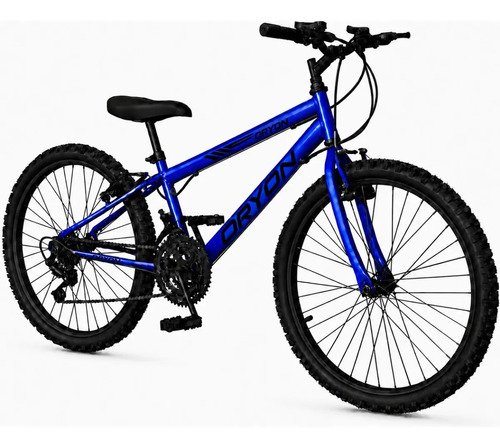 Bicicleta Infantil Oryon Aro 24 com 18 Velocidades Masculina Azul e Preto