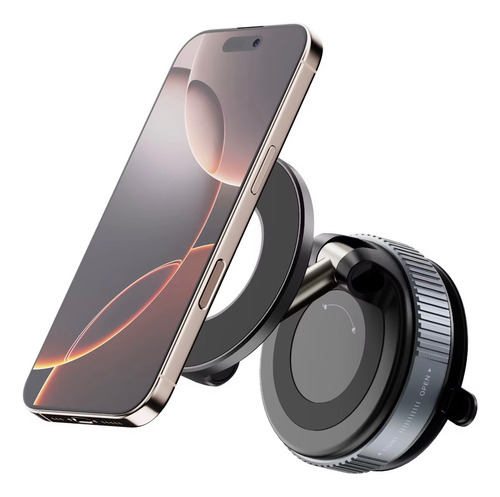 Soporte Celular Auto Magnético 360° Con Ventosa Premium Negro