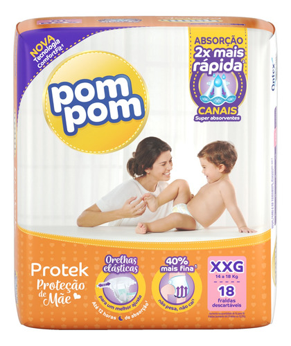 Fraldas Pom Pom Protek Proteção de Mãe XXG