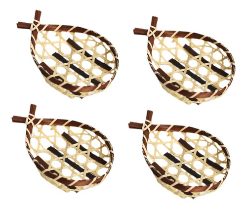 4 Piezas Pequeñas Cestas De Pan Tejidas Cesta De Bambú