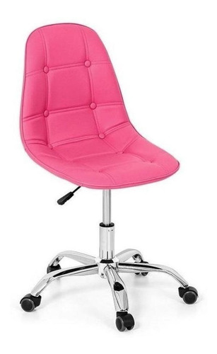 Cadeira de escritório Império Brazil Business Office Eiffel Botonê base giratória  rosa com estofado de couro sintético