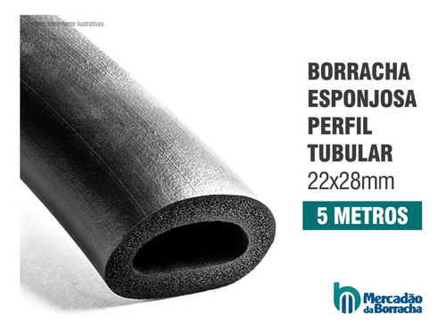 Tubo Borracha Esponjosa Vedação Macia 22x28mm - 5 Metros
