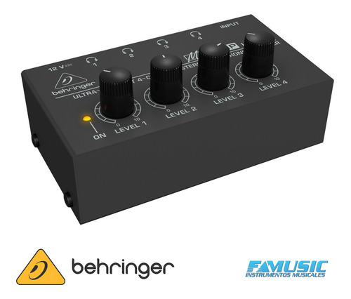 Imagen 3 de 11 de Amplificador De Auriculares 4 Canales Behringer Ha400 Micro