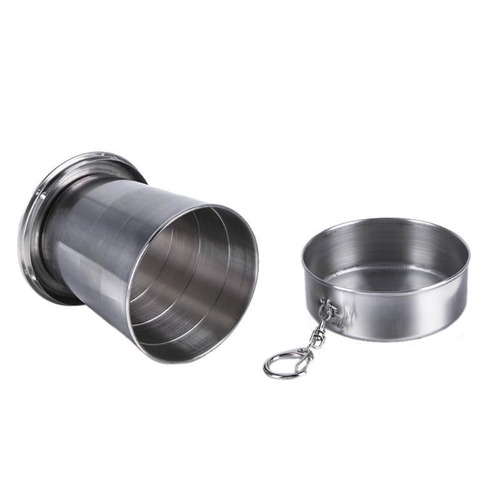 50 Chaveiro De Copo Retrátil Dobrável De Aço Inox 150ml