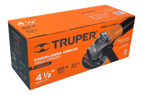 Imagen 7 de 7 de Esmeriladora angular Truper Profesional ESMA-4-1/2A9 de 60 Hz color naranja 800 W 127 V + accesorios