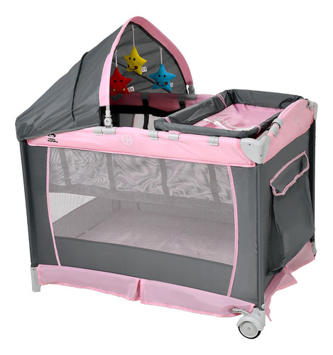 Cuna Corral Bebes Plegable Cambiador Removible Ruedas Juegos