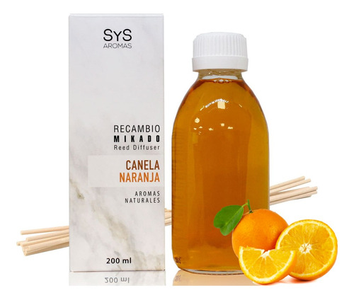 Difusor Mikado Canela Naranja 200 Ml+ Varillas Sys -recambio